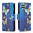 Custodia Portafoglio In Pelle Fantasia Modello Cover con Supporto B04F per Samsung Galaxy M33 5G Blu