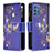 Custodia Portafoglio In Pelle Fantasia Modello Cover con Supporto B04F per Samsung Galaxy M52 5G Blu Notte