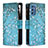 Custodia Portafoglio In Pelle Fantasia Modello Cover con Supporto B04F per Samsung Galaxy M52 5G Ciano