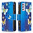 Custodia Portafoglio In Pelle Fantasia Modello Cover con Supporto B04F per Samsung Galaxy Quantum2 5G Blu