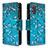 Custodia Portafoglio In Pelle Fantasia Modello Cover con Supporto B04F per Samsung Galaxy S20 5G Ciano
