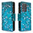 Custodia Portafoglio In Pelle Fantasia Modello Cover con Supporto B04F per Samsung Galaxy S20 Ultra Ciano