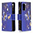 Custodia Portafoglio In Pelle Fantasia Modello Cover con Supporto B04F per Xiaomi Poco M3 Blu Notte