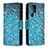 Custodia Portafoglio In Pelle Fantasia Modello Cover con Supporto B05F per Samsung Galaxy S21 Ultra 5G Ciano