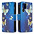 Custodia Portafoglio In Pelle Fantasia Modello Cover con Supporto B05F per Samsung Galaxy S22 Ultra 5G Blu