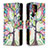 Custodia Portafoglio In Pelle Fantasia Modello Cover con Supporto B05F per Samsung Galaxy S23 Ultra 5G Multicolore
