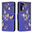 Custodia Portafoglio In Pelle Fantasia Modello Cover con Supporto B09F per Samsung Galaxy S22 Plus 5G Blu Notte