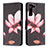 Custodia Portafoglio In Pelle Fantasia Modello Cover con Supporto B09F per Samsung Galaxy S22 Plus 5G Marrone