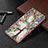 Custodia Portafoglio In Pelle Fantasia Modello Cover con Supporto B09F per Samsung Galaxy S22 Ultra 5G Multicolore