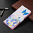 Custodia Portafoglio In Pelle Fantasia Modello Cover con Supporto B09F per Samsung Galaxy S23 Ultra 5G Cielo Blu
