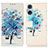 Custodia Portafoglio In Pelle Fantasia Modello Cover con Supporto D02Y per Sony Xperia 5 V Blu