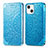 Custodia Portafoglio In Pelle Fantasia Modello Cover con Supporto H01 per Apple iPhone 13 Blu