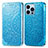 Custodia Portafoglio In Pelle Fantasia Modello Cover con Supporto H01 per Apple iPhone 13 Pro Max Blu