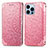 Custodia Portafoglio In Pelle Fantasia Modello Cover con Supporto H01 per Apple iPhone 13 Pro Max Oro Rosa