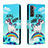 Custodia Portafoglio In Pelle Fantasia Modello Cover con Supporto H01X per Samsung Galaxy S22 5G Cielo Blu