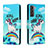 Custodia Portafoglio In Pelle Fantasia Modello Cover con Supporto H01X per Samsung Galaxy S22 Plus 5G Cielo Blu