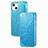 Custodia Portafoglio In Pelle Fantasia Modello Cover con Supporto H02 per Apple iPhone 13 Blu