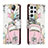 Custodia Portafoglio In Pelle Fantasia Modello Cover con Supporto H02X per Samsung Galaxy S23 Ultra 5G Rosa