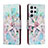 Custodia Portafoglio In Pelle Fantasia Modello Cover con Supporto H02X per Samsung Galaxy S23 Ultra 5G Verde Pastello