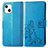 Custodia Portafoglio In Pelle Fantasia Modello Cover con Supporto H03 per Apple iPhone 13 Mini Blu