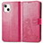 Custodia Portafoglio In Pelle Fantasia Modello Cover con Supporto H03 per Apple iPhone 13 Mini Rosa Caldo