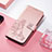Custodia Portafoglio In Pelle Fantasia Modello Cover con Supporto H04 per Apple iPhone 13 Pro Oro Rosa