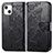 Custodia Portafoglio In Pelle Fantasia Modello Cover con Supporto H07 per Apple iPhone 13 Mini Nero