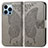 Custodia Portafoglio In Pelle Fantasia Modello Cover con Supporto H07 per Apple iPhone 13 Pro Max Grigio