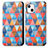 Custodia Portafoglio In Pelle Fantasia Modello Cover con Supporto H09 per Apple iPhone 14 Multicolore