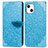 Custodia Portafoglio In Pelle Fantasia Modello Cover con Supporto H13 per Apple iPhone 13 Blu