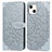 Custodia Portafoglio In Pelle Fantasia Modello Cover con Supporto H13 per Apple iPhone 13 Mini Grigio