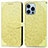 Custodia Portafoglio In Pelle Fantasia Modello Cover con Supporto H13 per Apple iPhone 13 Pro Max Giallo