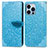 Custodia Portafoglio In Pelle Fantasia Modello Cover con Supporto H13 per Apple iPhone 14 Pro Max Blu