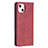 Custodia Portafoglio In Pelle Fantasia Modello Cover con Supporto L04 per Apple iPhone 13 Mini Rosso