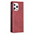 Custodia Portafoglio In Pelle Fantasia Modello Cover con Supporto L04 per Apple iPhone 14 Pro Max Rosso