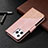 Custodia Portafoglio In Pelle Fantasia Modello Cover con Supporto L05 per Apple iPhone 14 Pro Oro Rosa