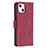 Custodia Portafoglio In Pelle Fantasia Modello Cover con Supporto L06 per Apple iPhone 13 Mini Rosso