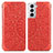 Custodia Portafoglio In Pelle Fantasia Modello Cover con Supporto per Samsung Galaxy S21 5G Rosso