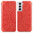 Custodia Portafoglio In Pelle Fantasia Modello Cover con Supporto per Samsung Galaxy S21 Plus 5G Rosso