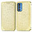 Custodia Portafoglio In Pelle Fantasia Modello Cover con Supporto S01D per Motorola Moto Edge 20 Pro 5G Oro