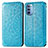 Custodia Portafoglio In Pelle Fantasia Modello Cover con Supporto S01D per Motorola Moto G31 Blu