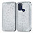 Custodia Portafoglio In Pelle Fantasia Modello Cover con Supporto S01D per Motorola Moto G60s Argento