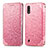 Custodia Portafoglio In Pelle Fantasia Modello Cover con Supporto S01D per Samsung Galaxy A01 SM-A015 Oro Rosa