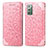 Custodia Portafoglio In Pelle Fantasia Modello Cover con Supporto S01D per Samsung Galaxy Note 20 5G Oro Rosa
