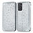 Custodia Portafoglio In Pelle Fantasia Modello Cover con Supporto S01D per Samsung Galaxy Quantum2 5G Argento