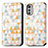 Custodia Portafoglio In Pelle Fantasia Modello Cover con Supporto S02D per Motorola Moto E32s