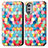 Custodia Portafoglio In Pelle Fantasia Modello Cover con Supporto S02D per Motorola Moto E32s