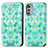 Custodia Portafoglio In Pelle Fantasia Modello Cover con Supporto S02D per Motorola Moto E32s Verde