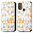 Custodia Portafoglio In Pelle Fantasia Modello Cover con Supporto S02D per Motorola Moto E40