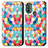 Custodia Portafoglio In Pelle Fantasia Modello Cover con Supporto S02D per Motorola Moto E40 Multicolore